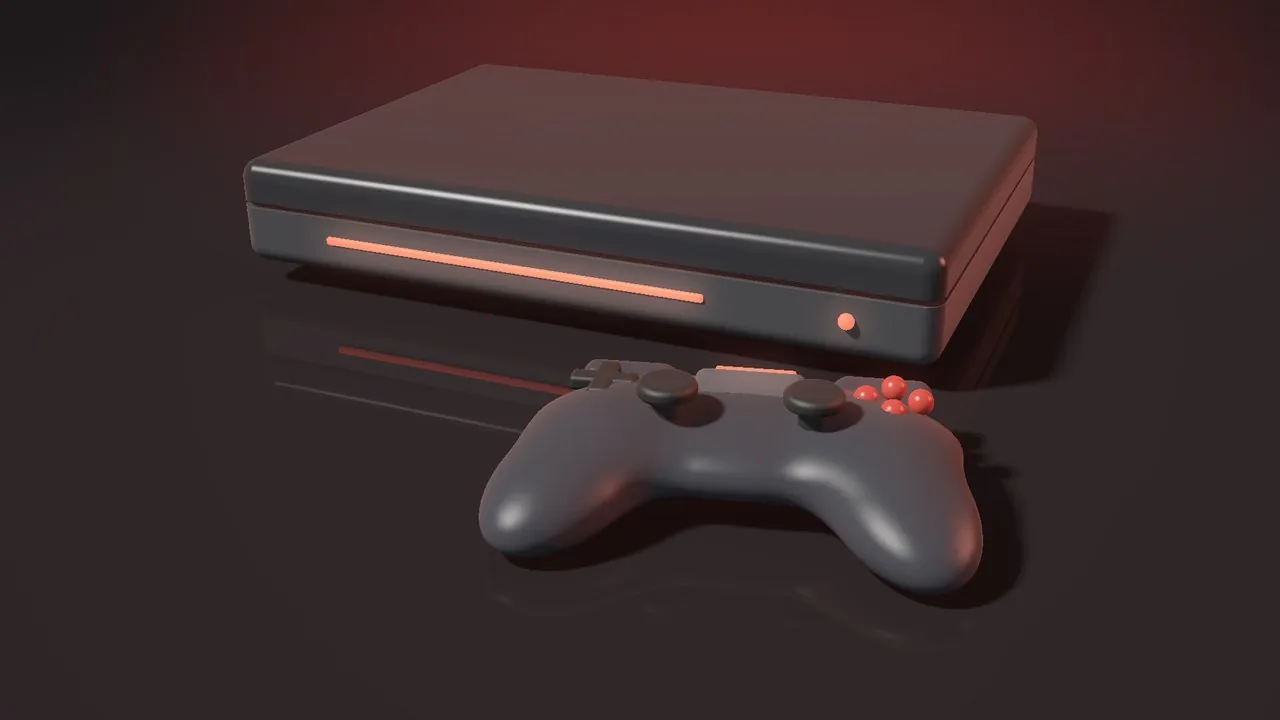 Classic console with controller (3D render)